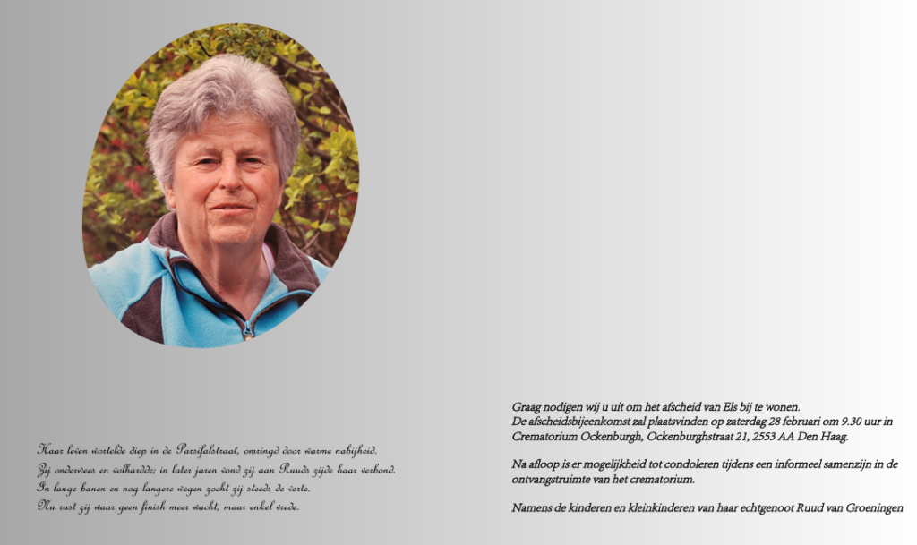 Rouwkaart Els Bloemen